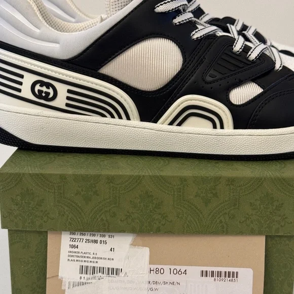 size 41G - Gucci Basket Demetra Black White Sneakers